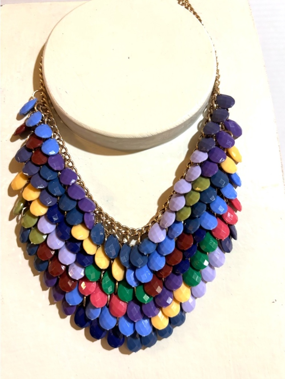 Fashion Jewelry Gold-Tone Multicolor Teardrop Bib Necklace